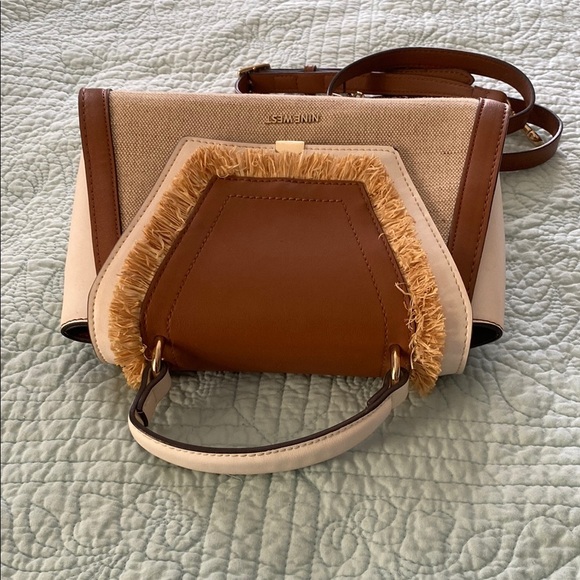 NWOT Nine West Crossbody Bag in Brown and Cream with Structured Design - Picture 4 of 8